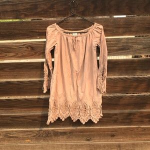 Tan dress with embroidery